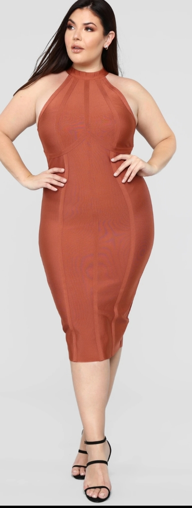 Elegant Rust Halter Dress - Picture 3 of 7